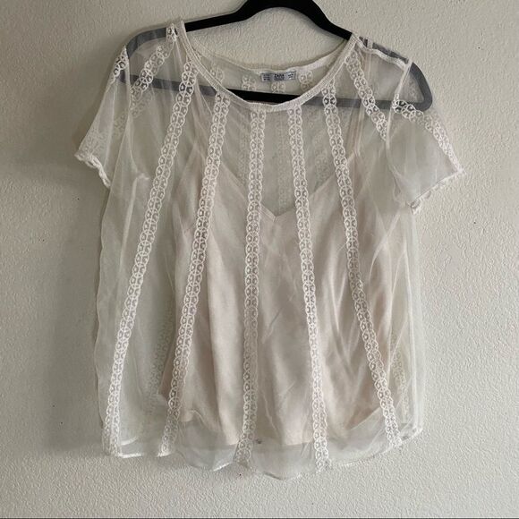 Zara Sheer Witchy White Blouse - Picture 3 of 8